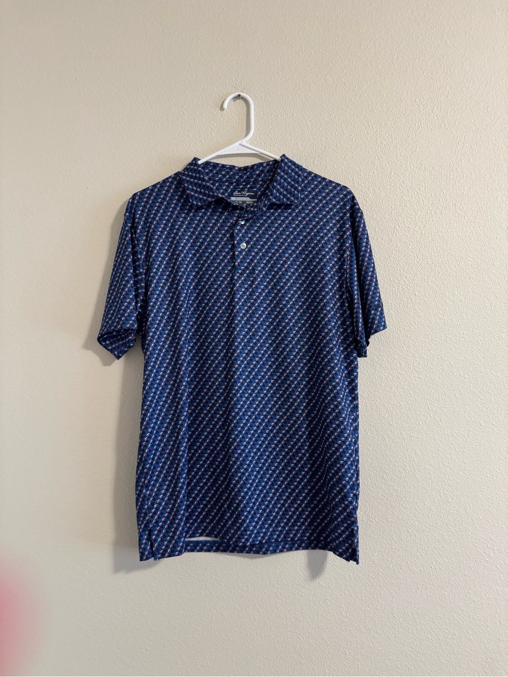 Ben Hogan Navy Blue Geometric Print Polo